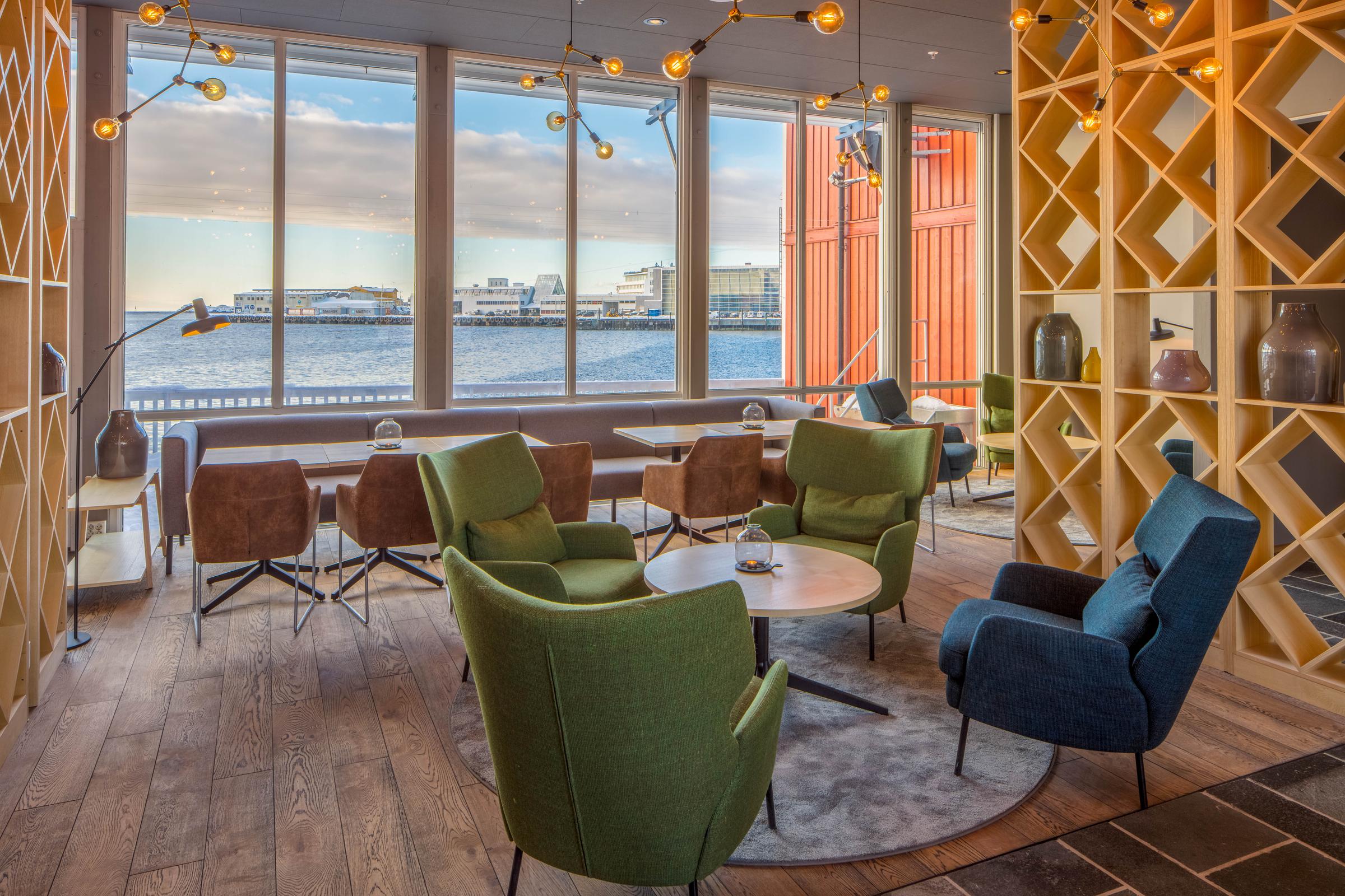 View over the harbor hotel Scandic Svolvaer