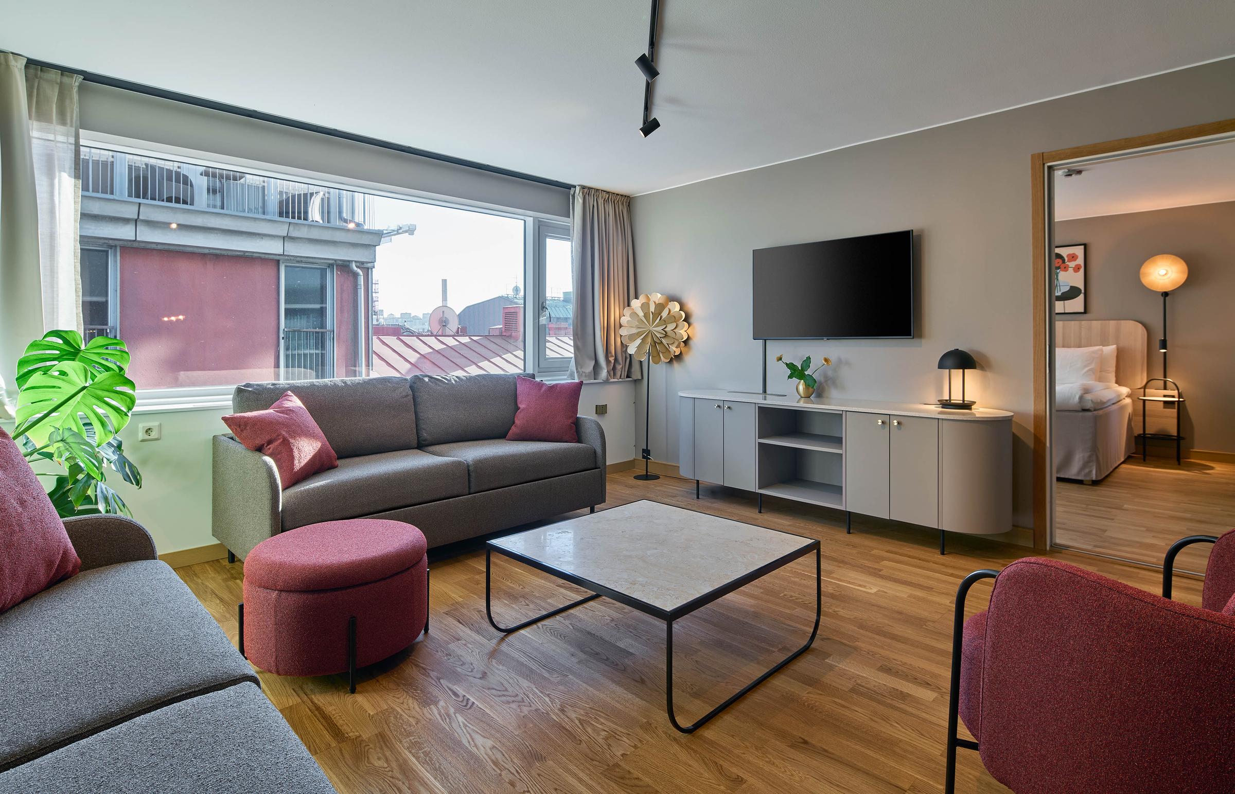 living room in presidential suite at scandic europa in gothenburg