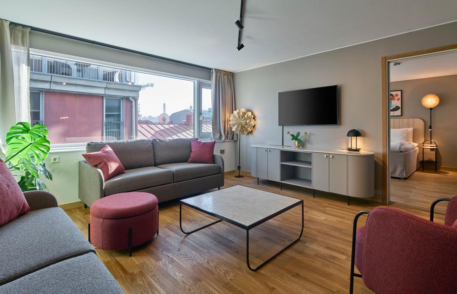 living room in presidential suite at scandic europa in gothenburg