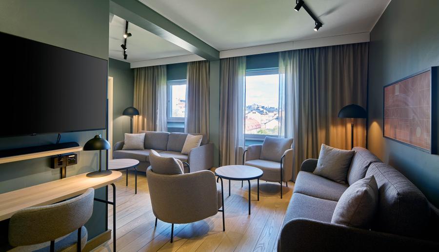 master suite bedroom at scandic malmen in stockholm sweden