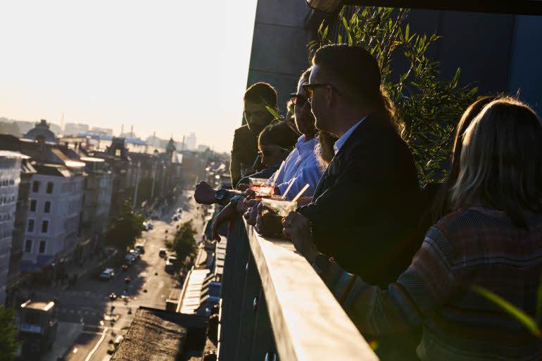People on a rooftop terrace Scandic Norreport