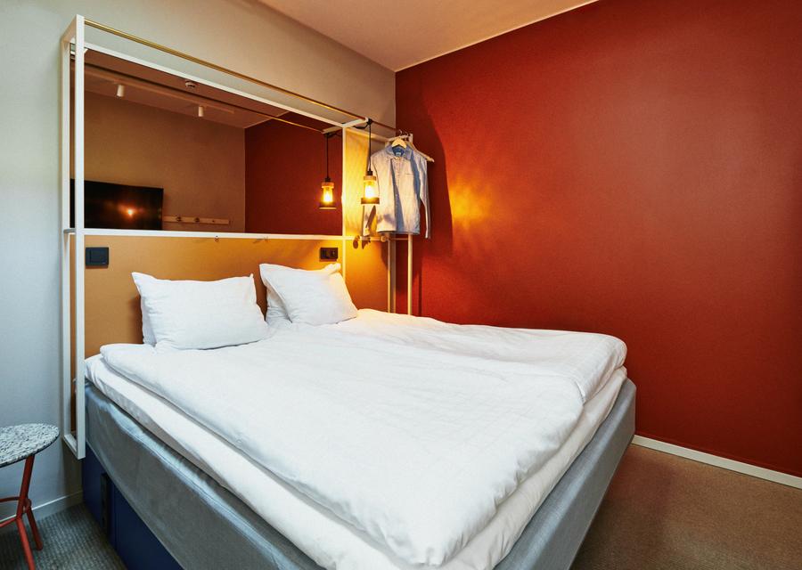 bed in double room at scandic go upplandsgatan in stockholm