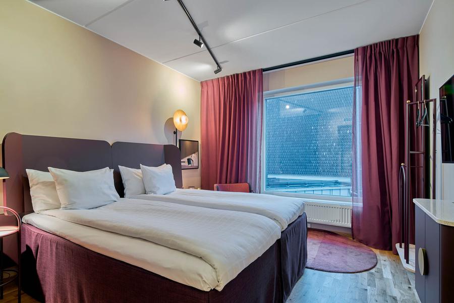 bed in standard room at scandic kiruna