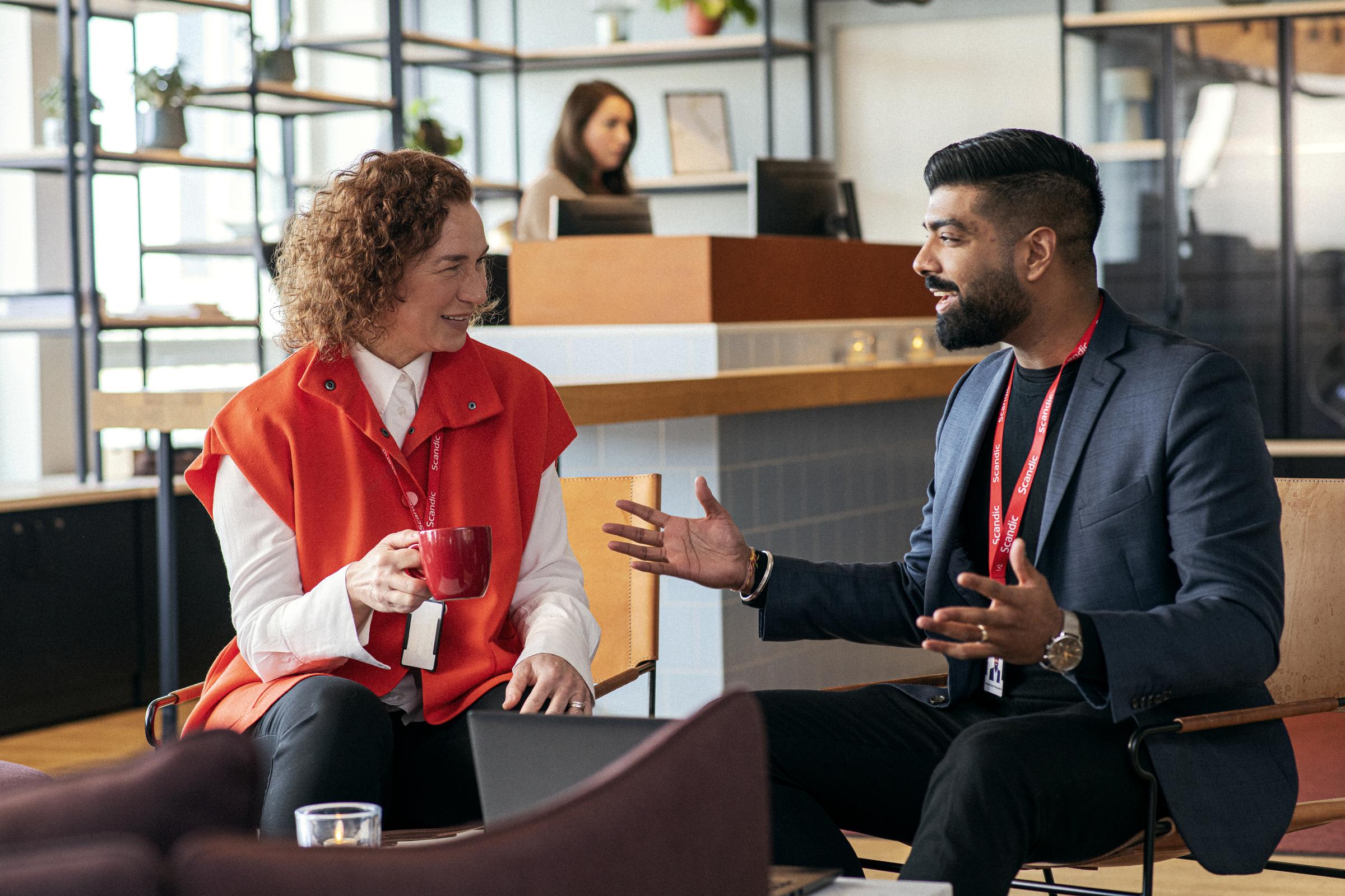 Team members in the lobby