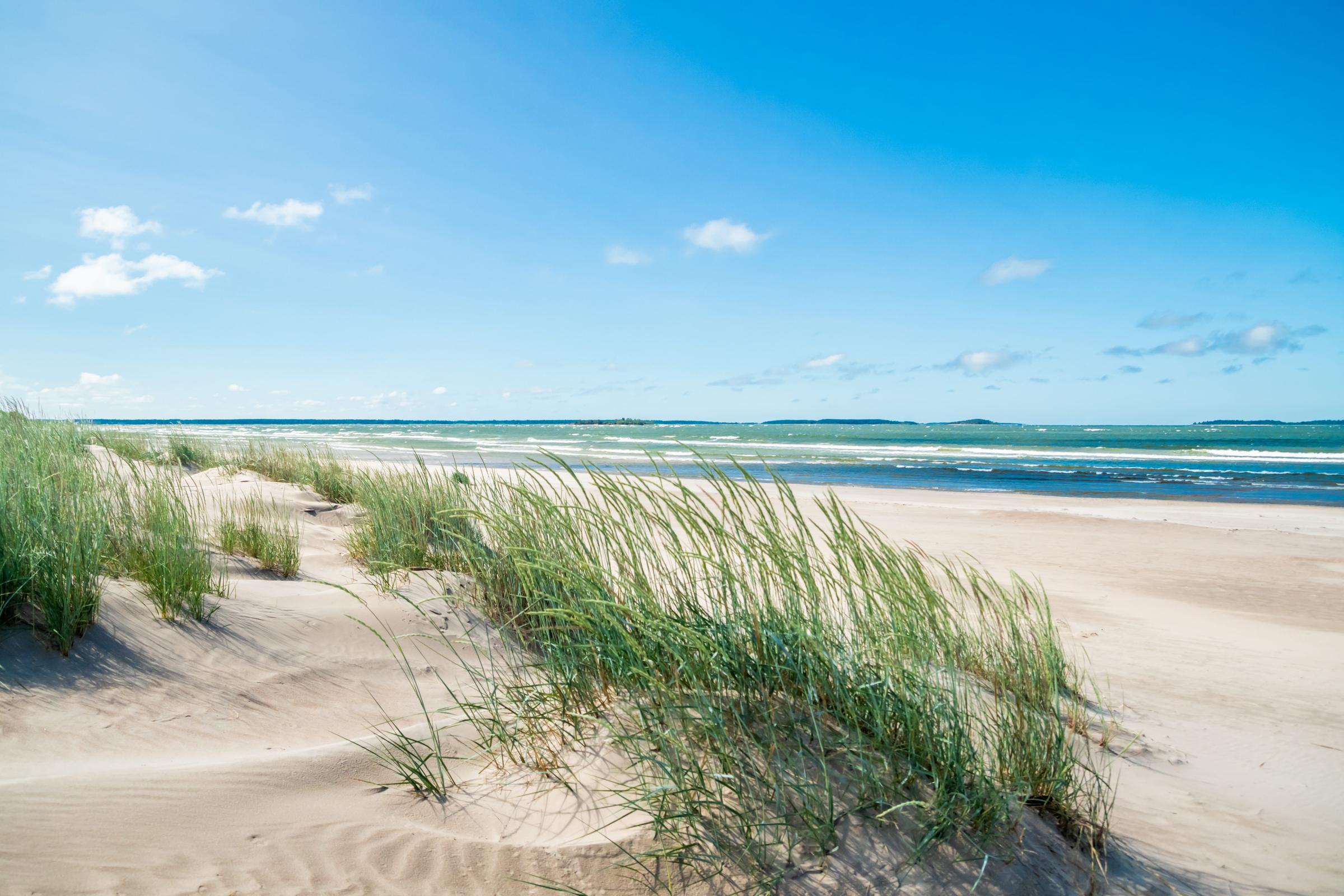 Beautiful sandy beach Yyteri at summer, in Pori, Finland