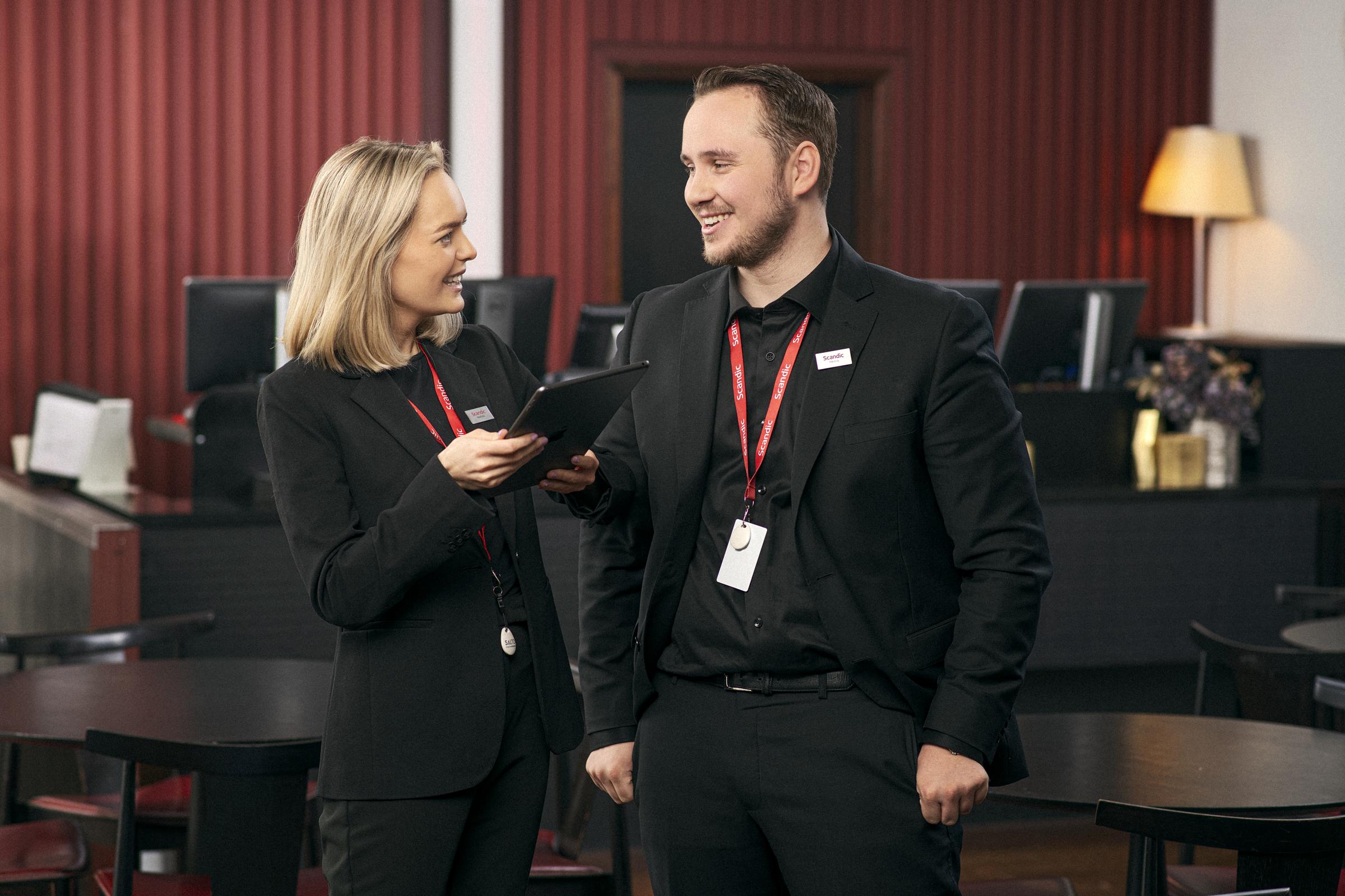 Team members in the co working area