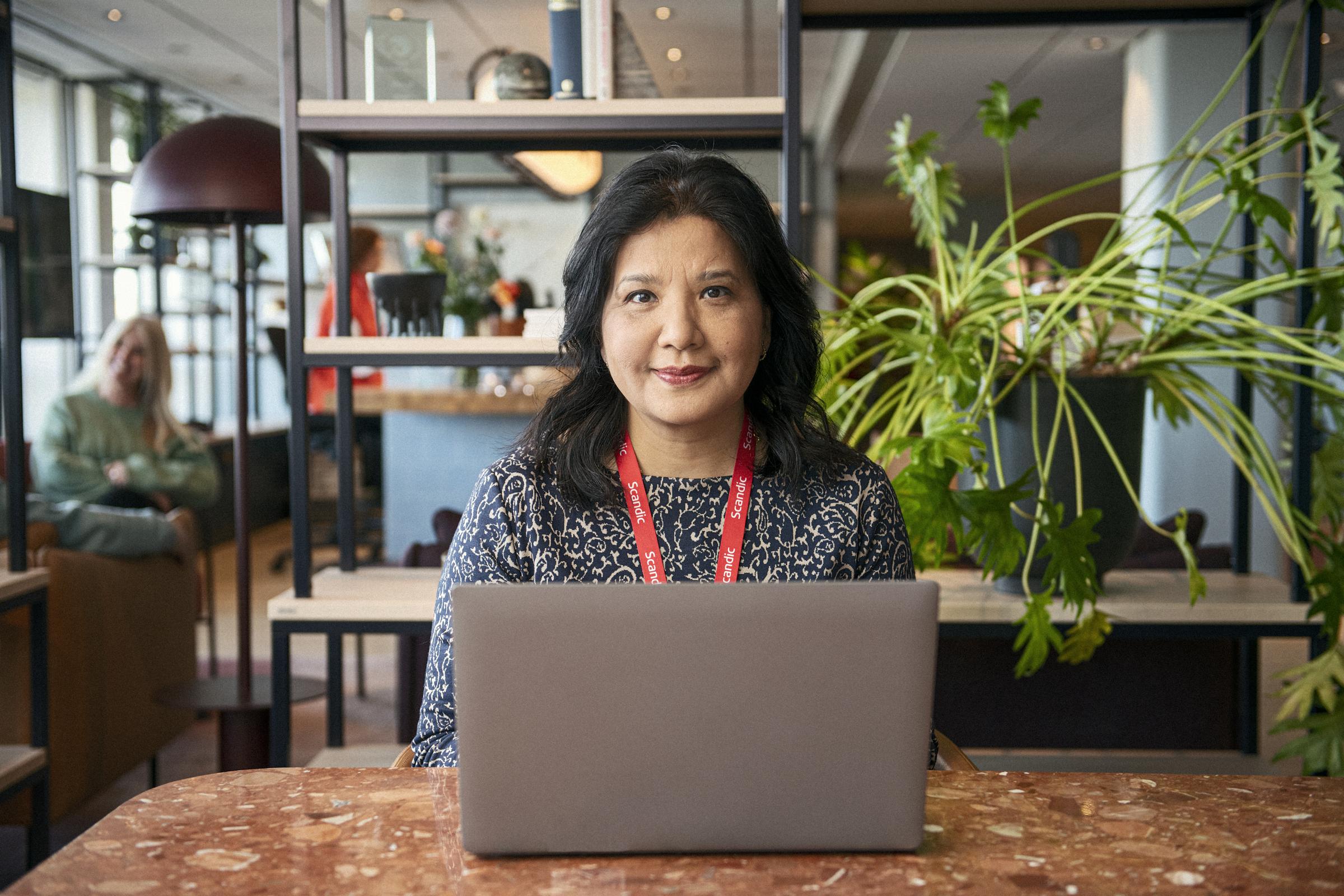 Team member with a computer