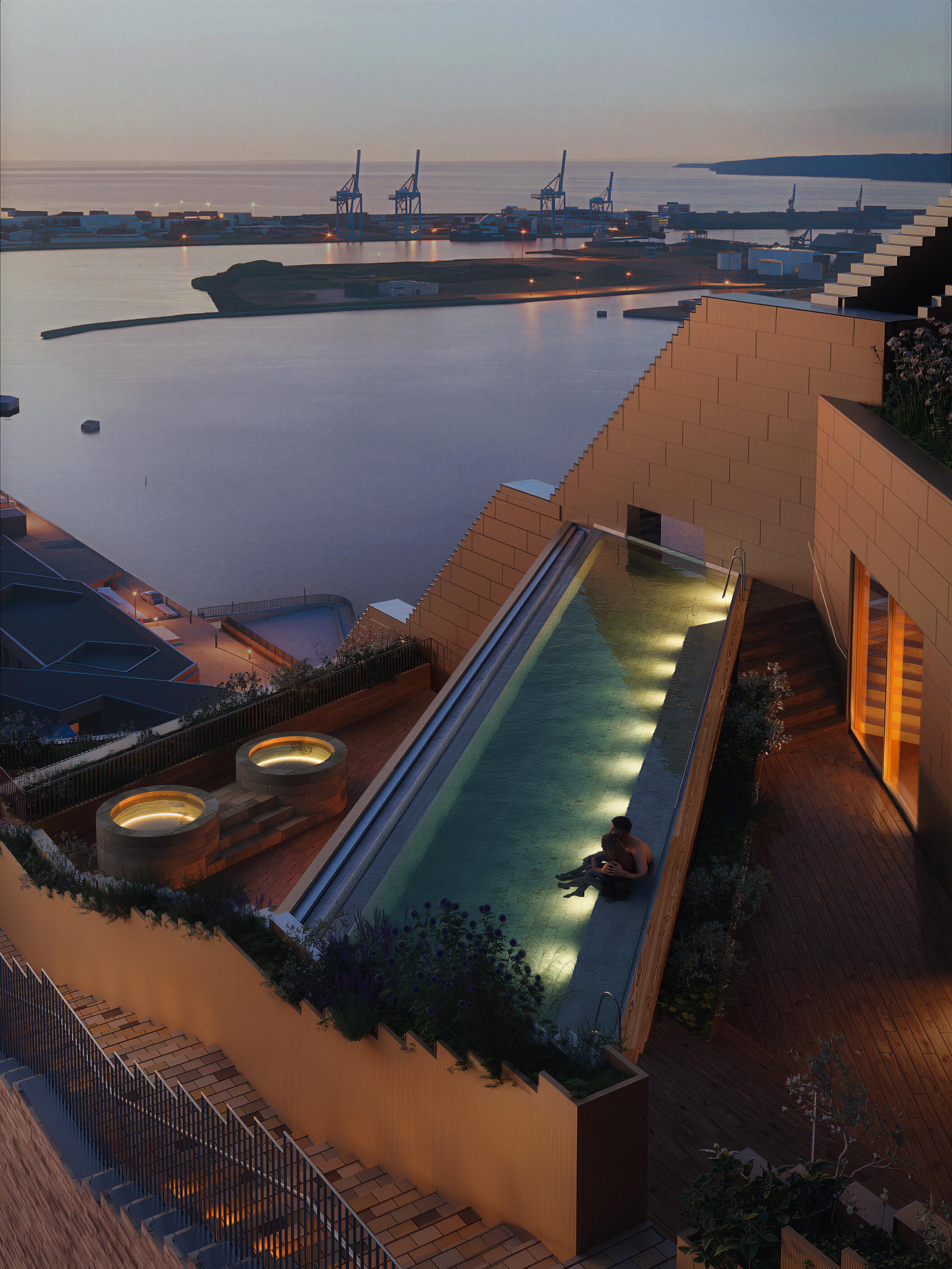 pool terrace at bassin seven by scandic in aarhus denmark