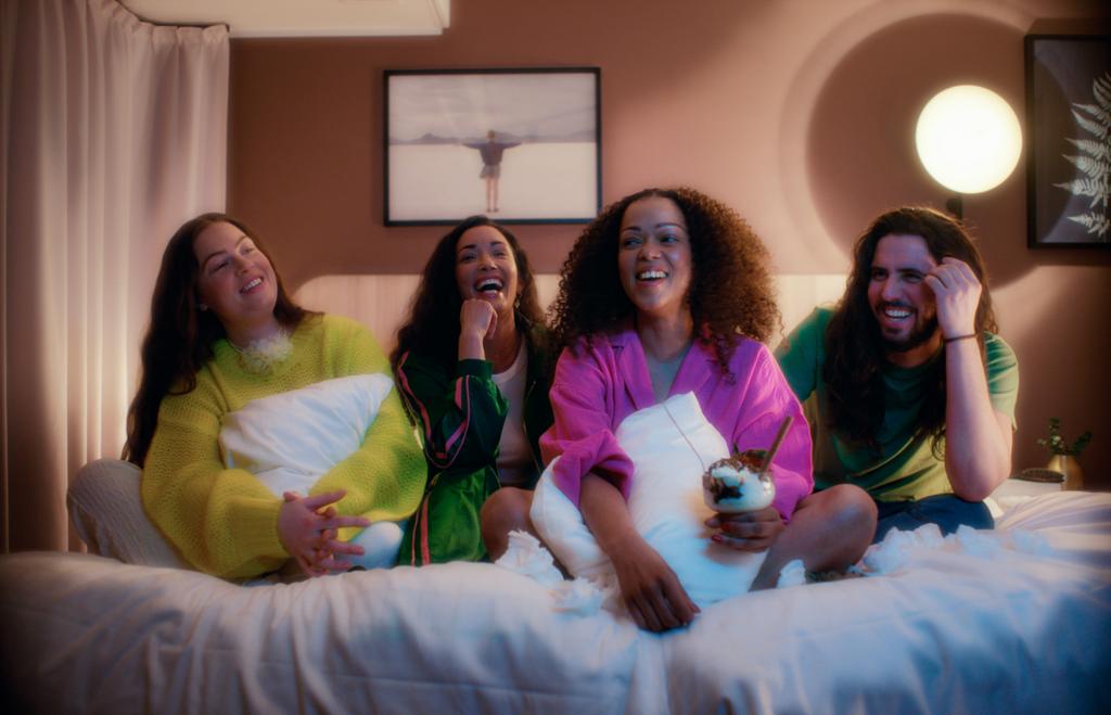 Friends in a bed