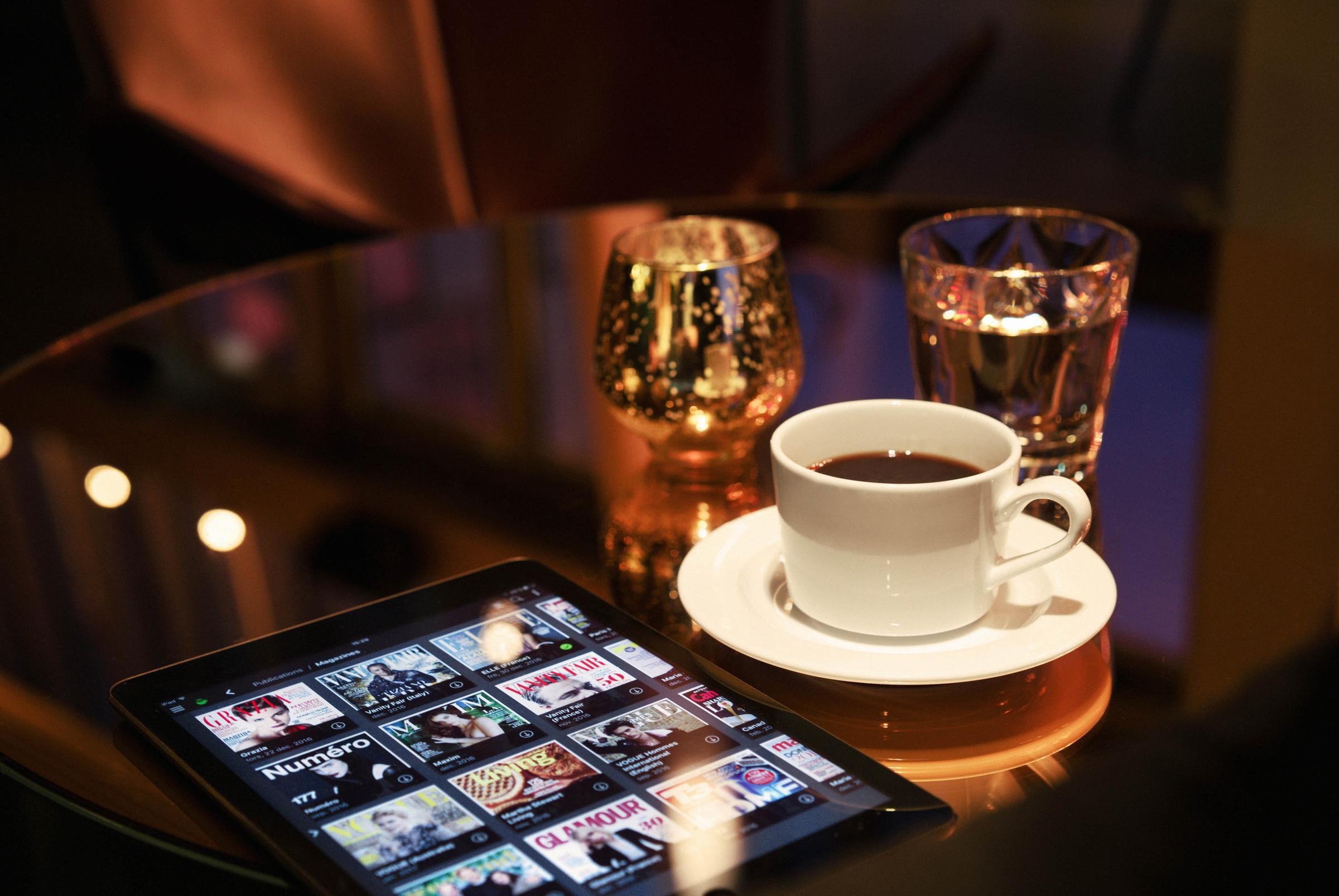 Reading the news on a tablet