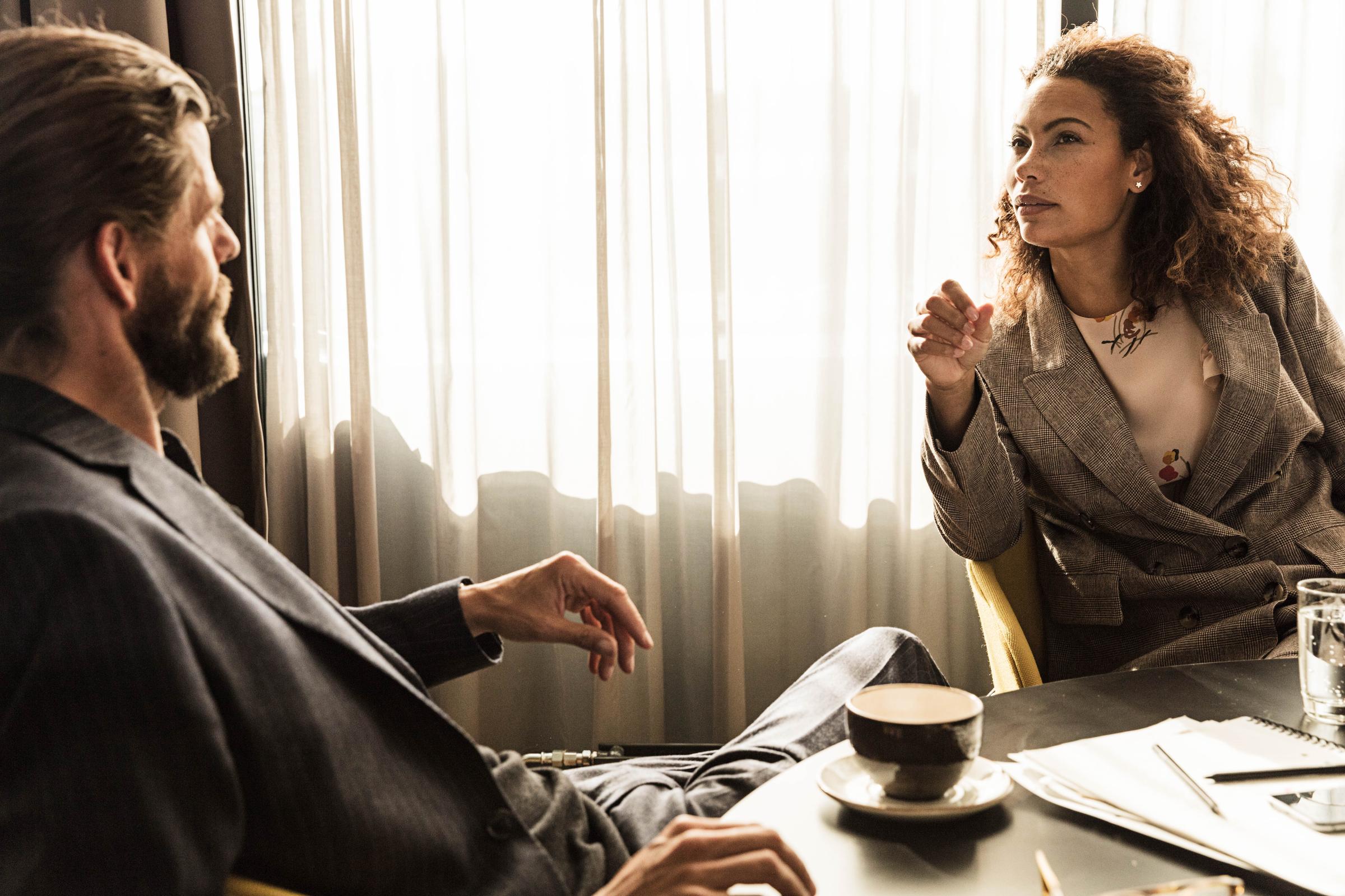 Business couple having a small meeting