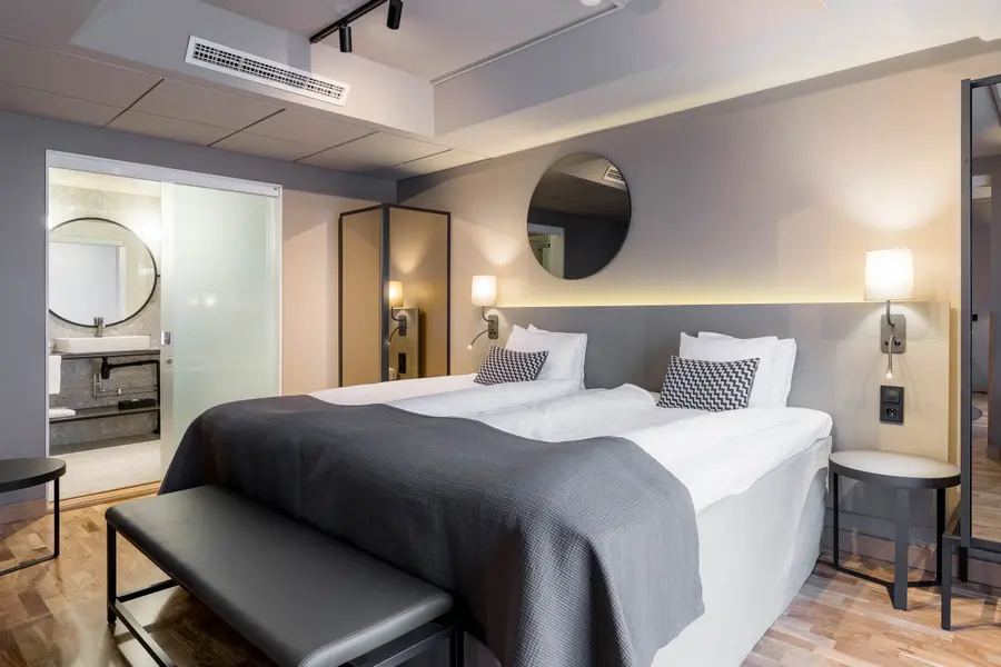 Bed in the Presidential Suite at Scandic Park