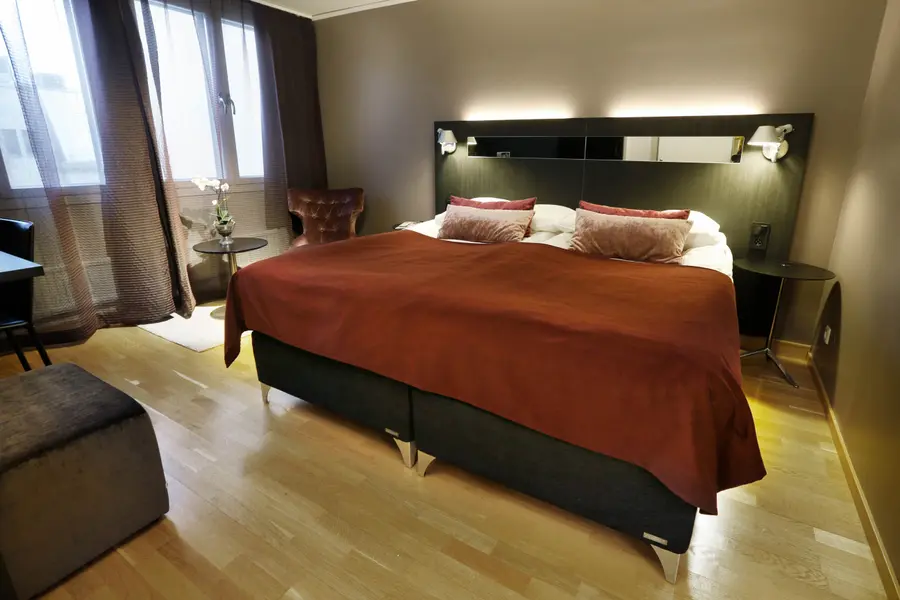 bed in superior room at scandic uplandia in uppsala