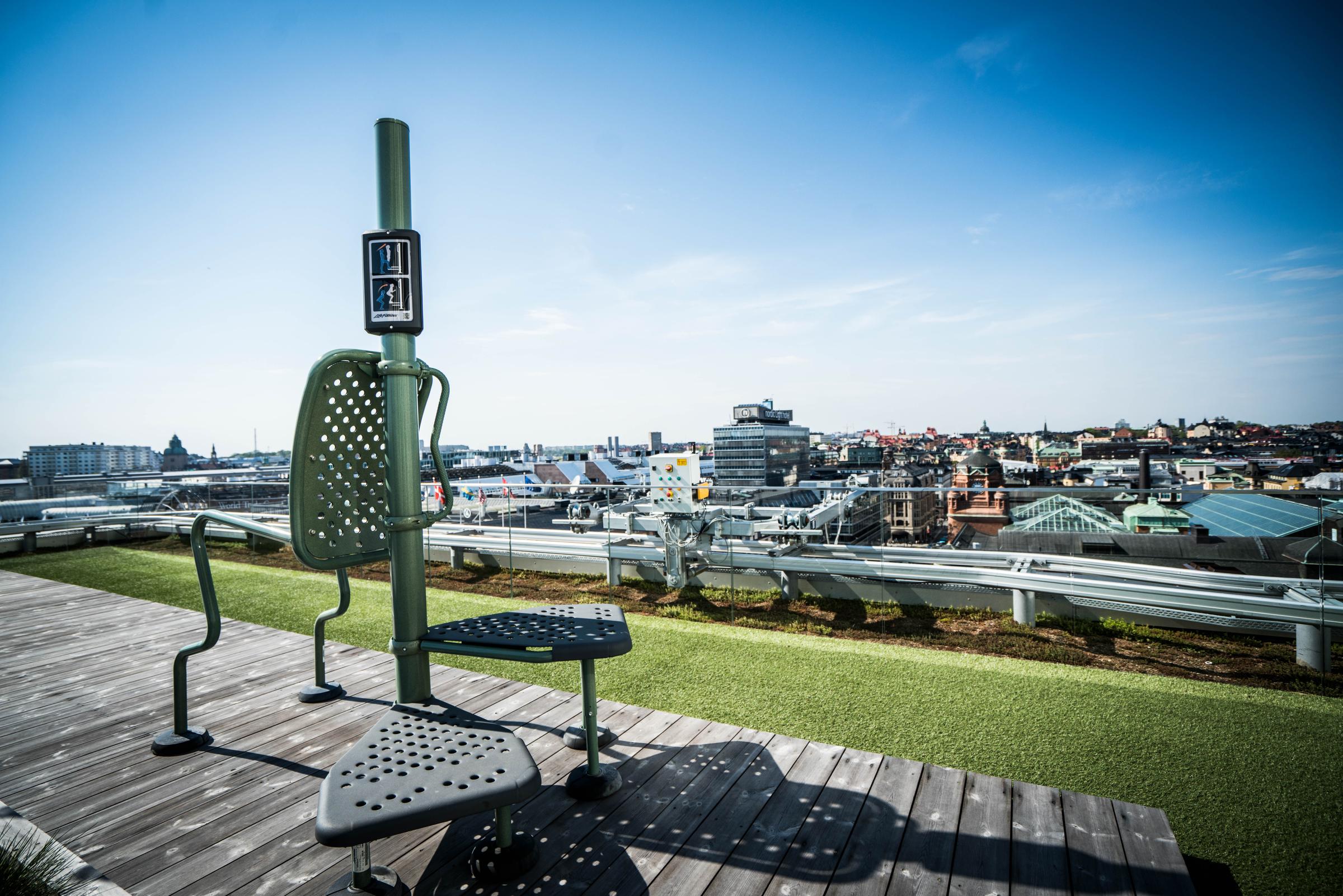 Work out equipment at the terrace hotel Scandic Continental