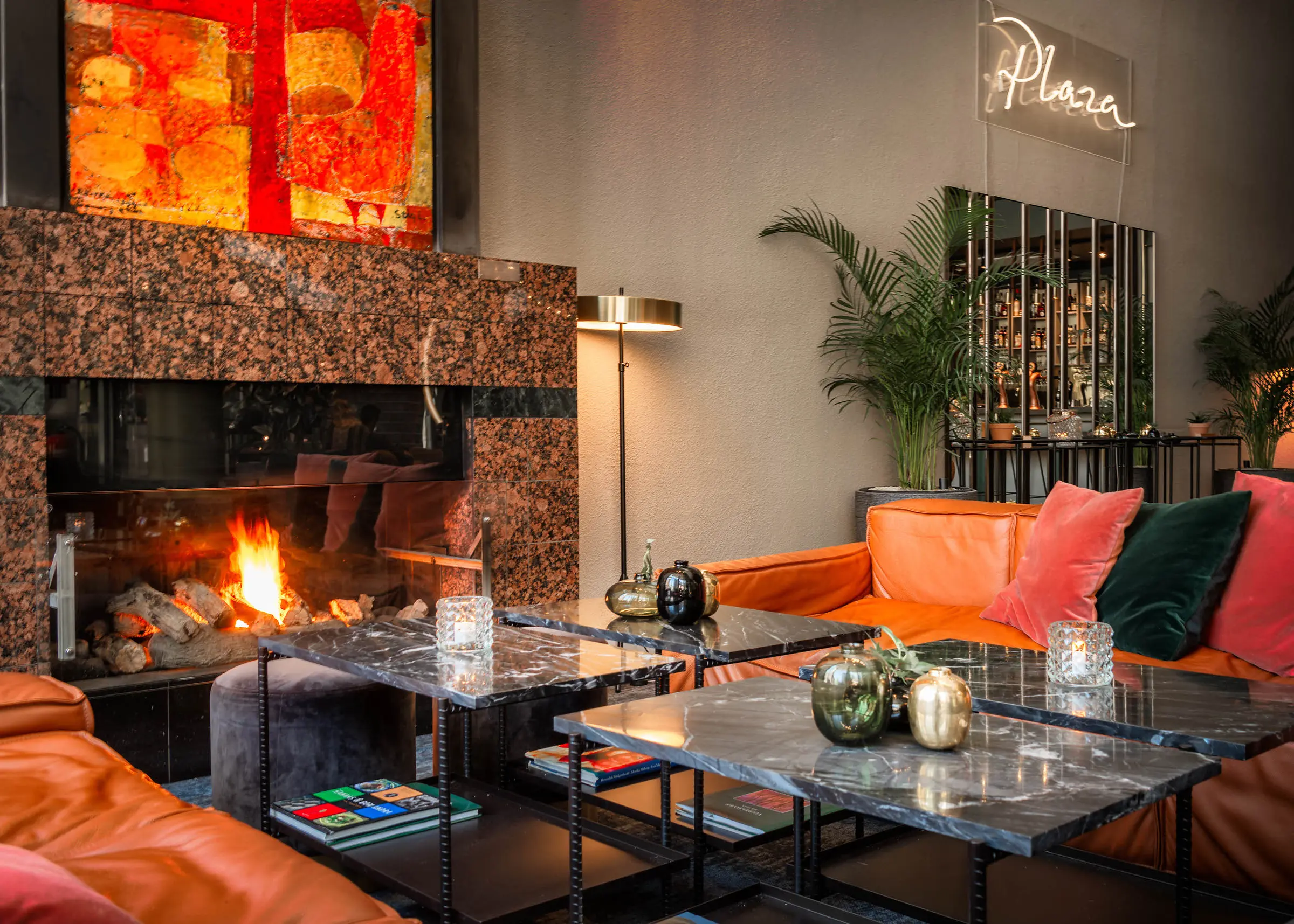 Lobby Fireplace Scandic Plaza Umea