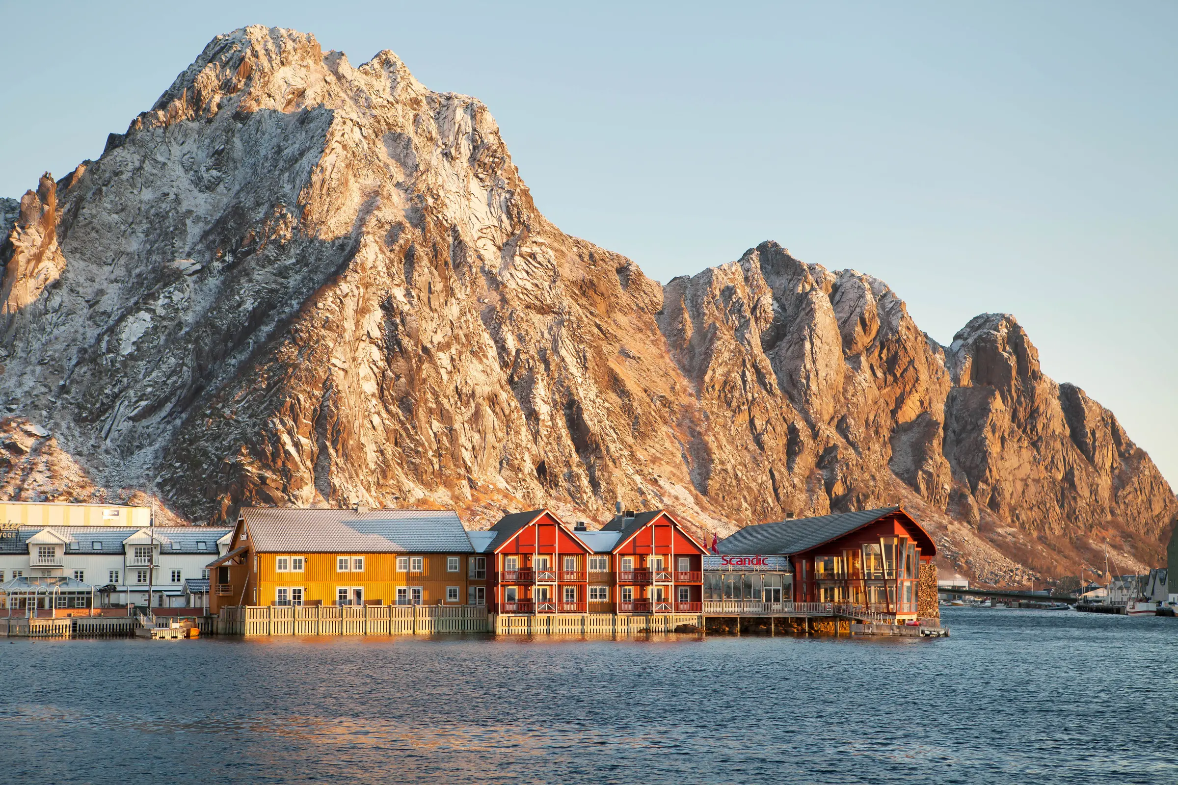 Exterior from sea hotel Scandic Svolvaer Lofoten