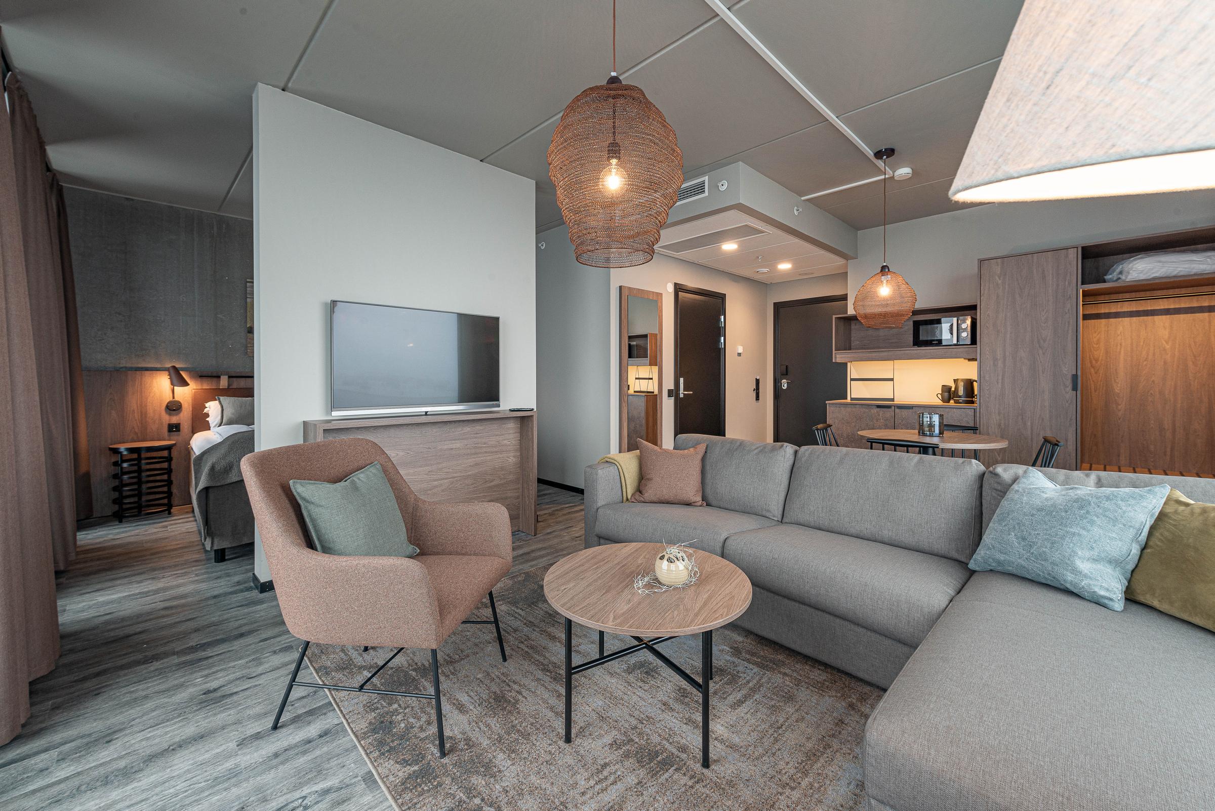 living room in master suite at scandic sortland