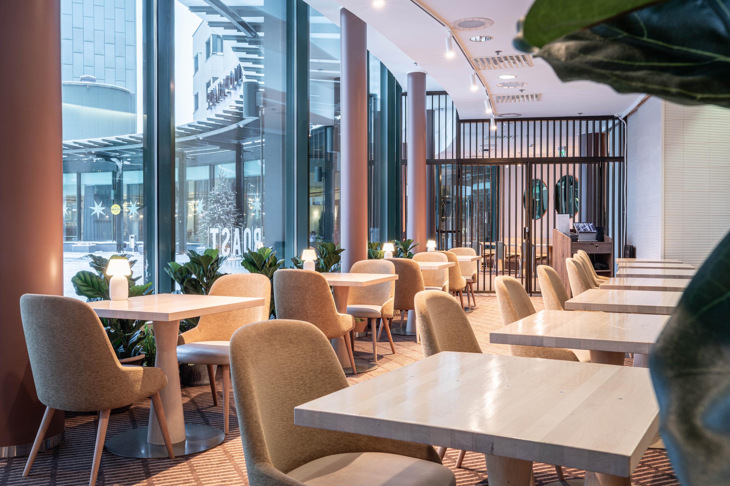 seating in breakfast area at scandic oulu city in oulu