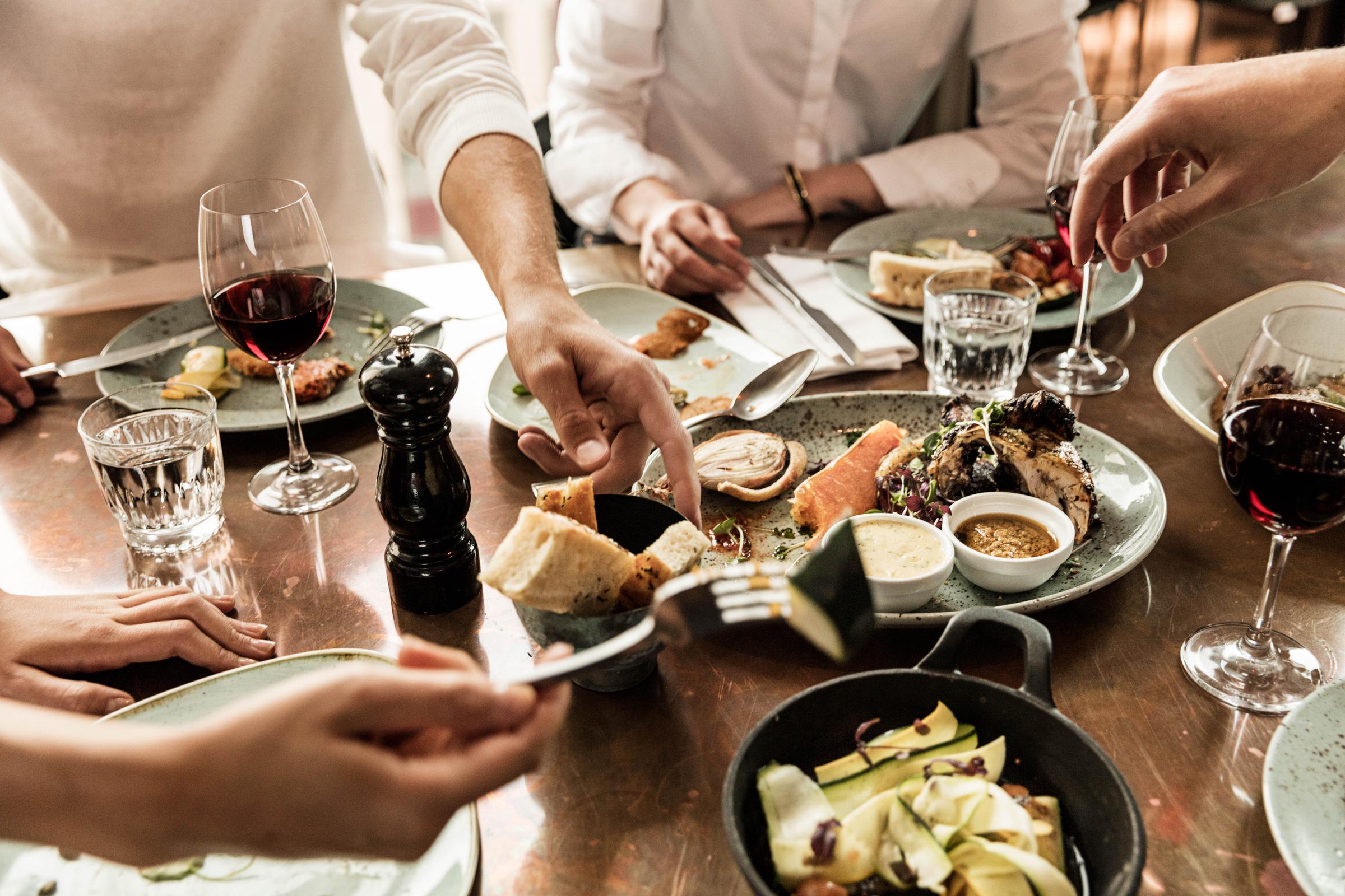 Friends having dinner