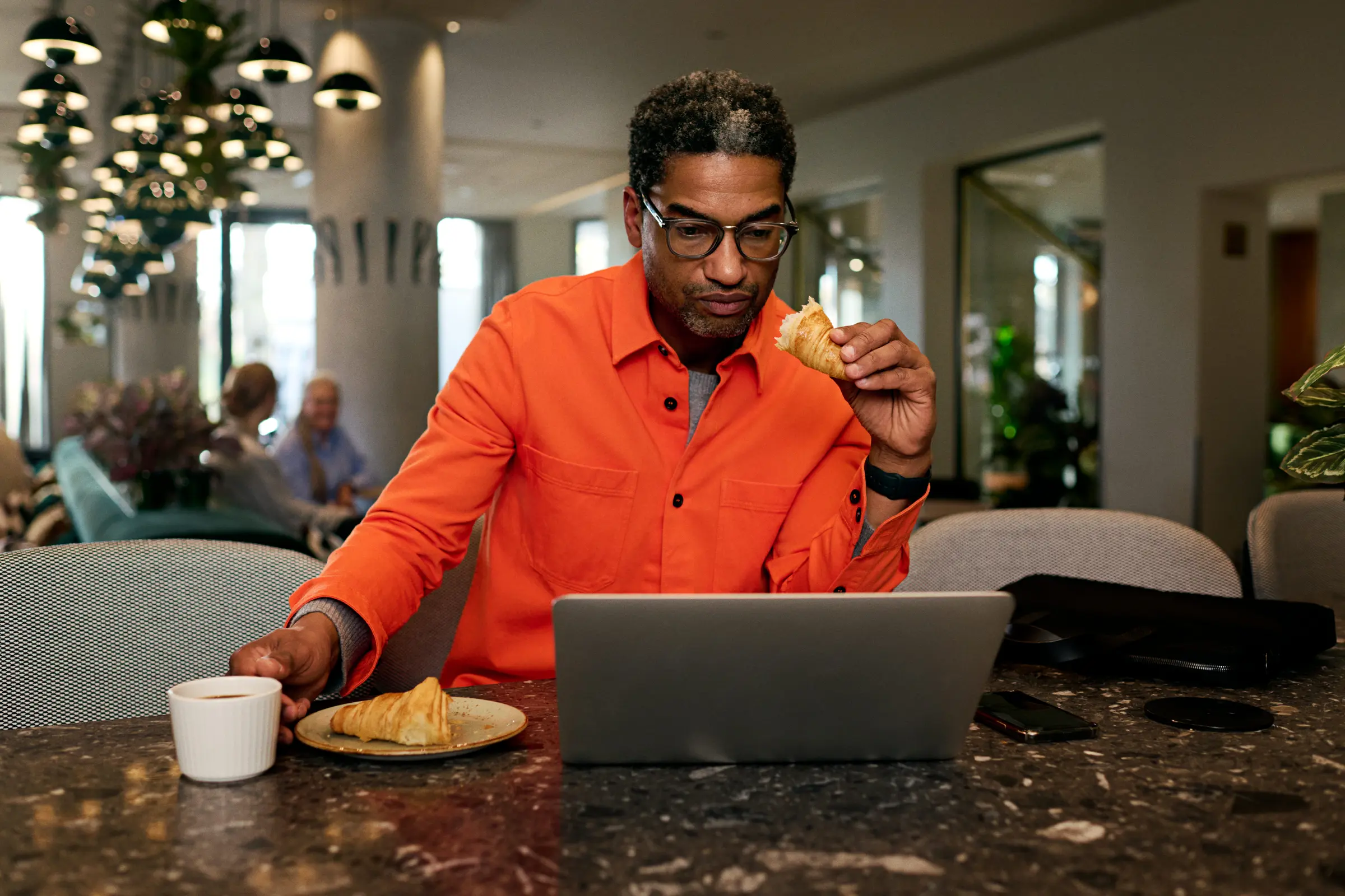 Man with a computer coworking