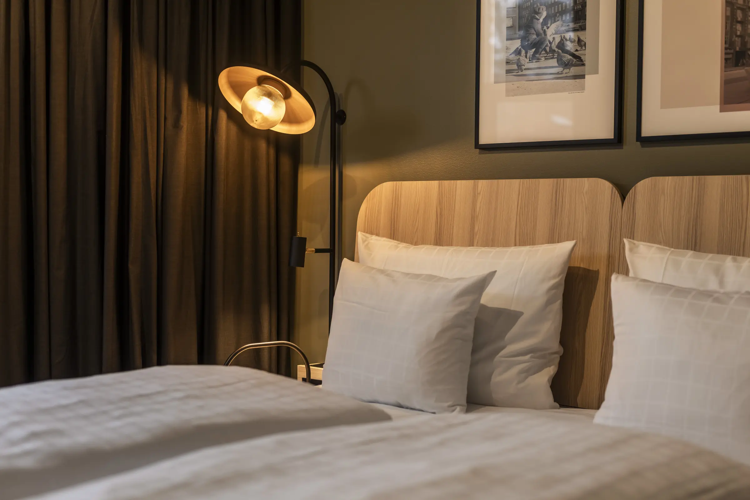 Close-up af seng på Scandic The Mayor