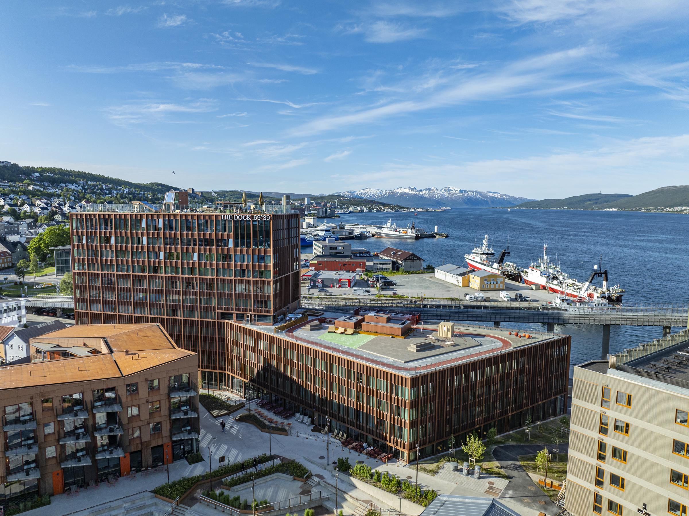 facade view of the dock by scandic in tromso norway