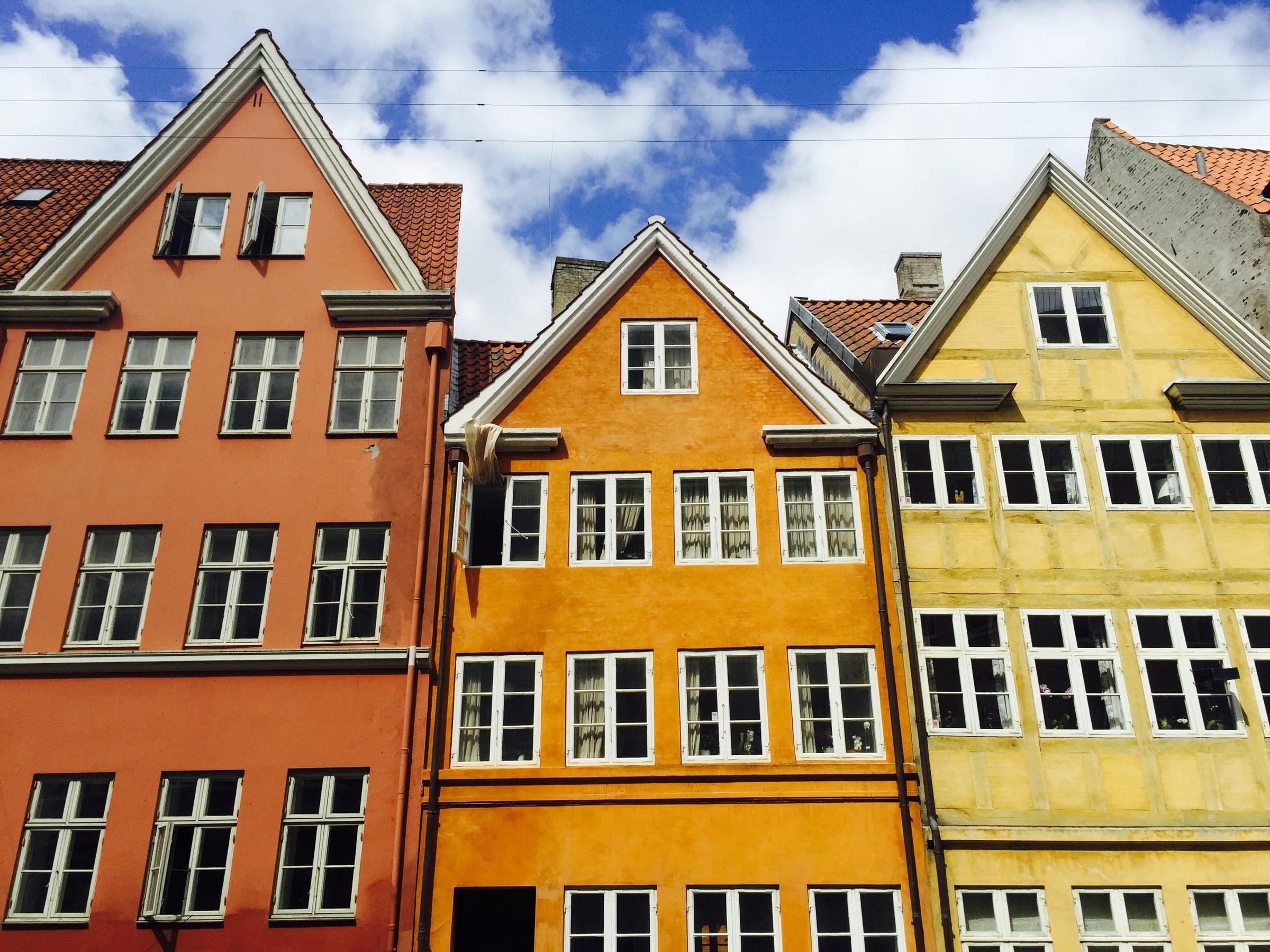 Colourful houses, facades in Copenhagen.