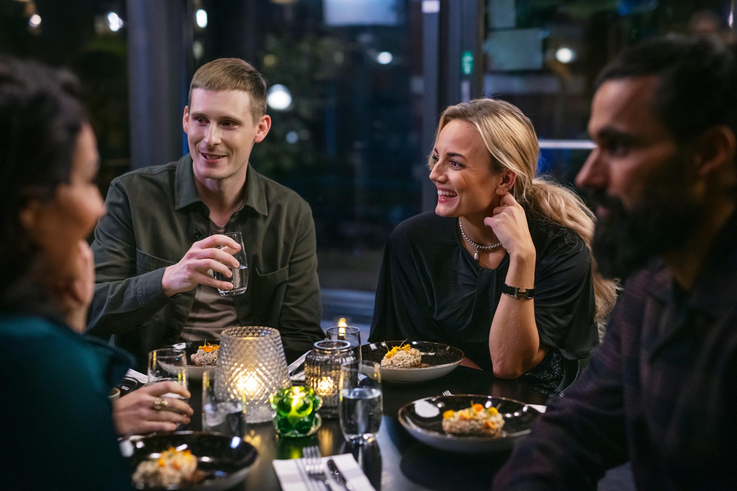 Friends having dinner