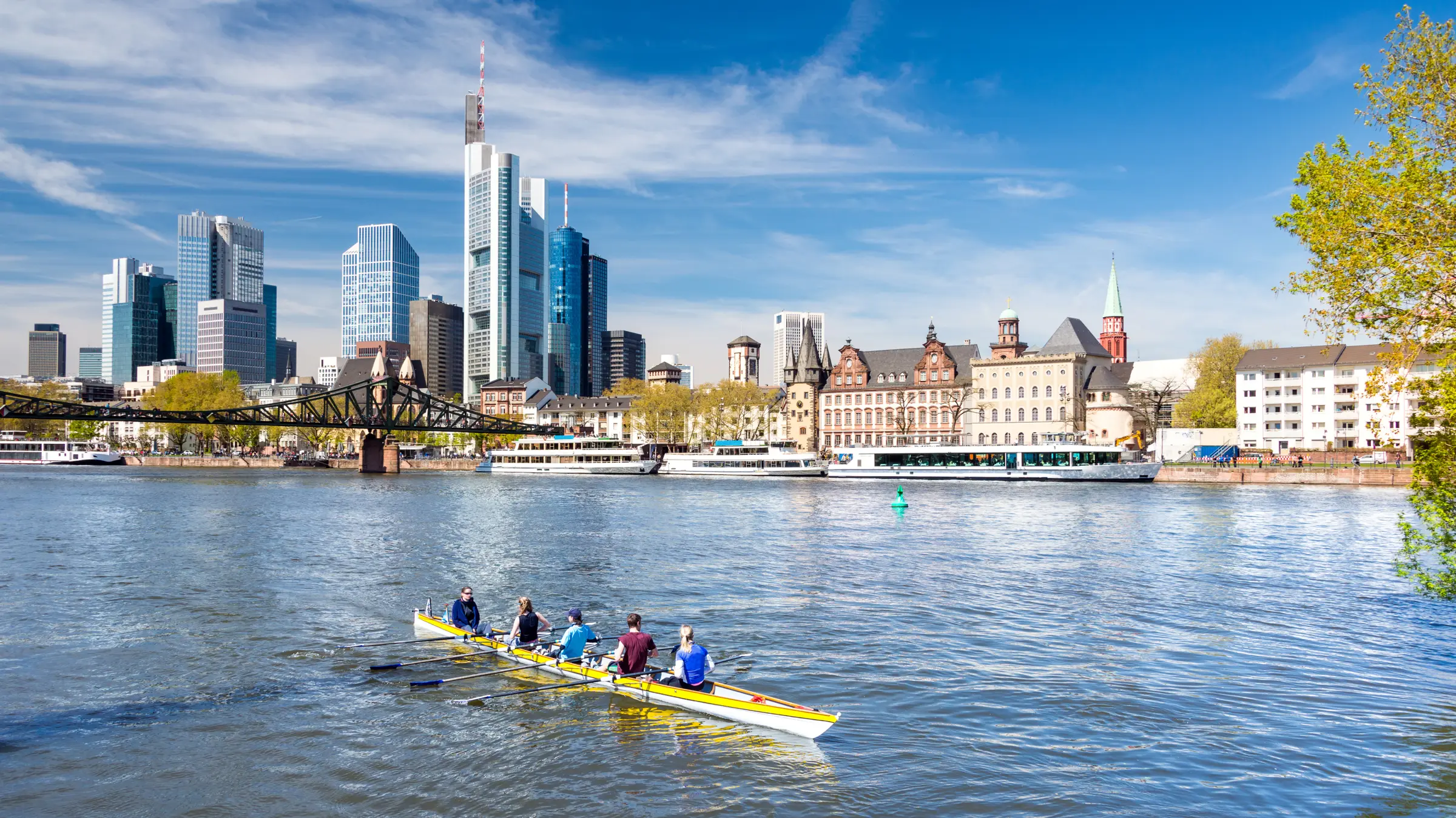 Frankfurt skyline from Main river
