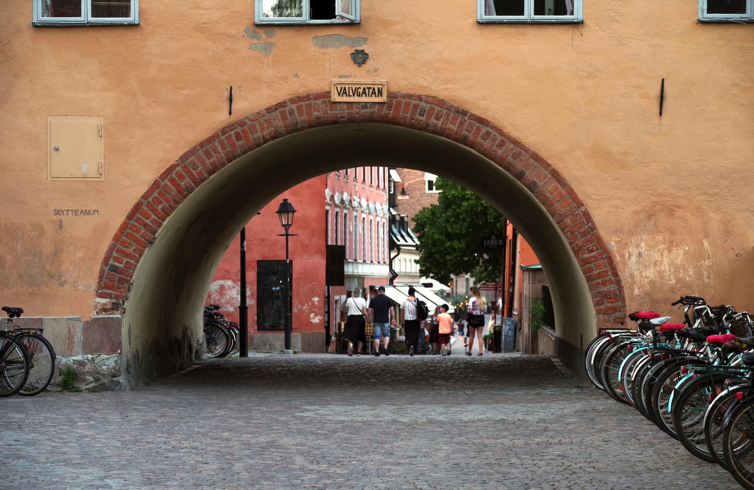 One of the oldest buildings in Uppsala – Skytteanum. Valvgatan Street, Uppsala, Sweden.