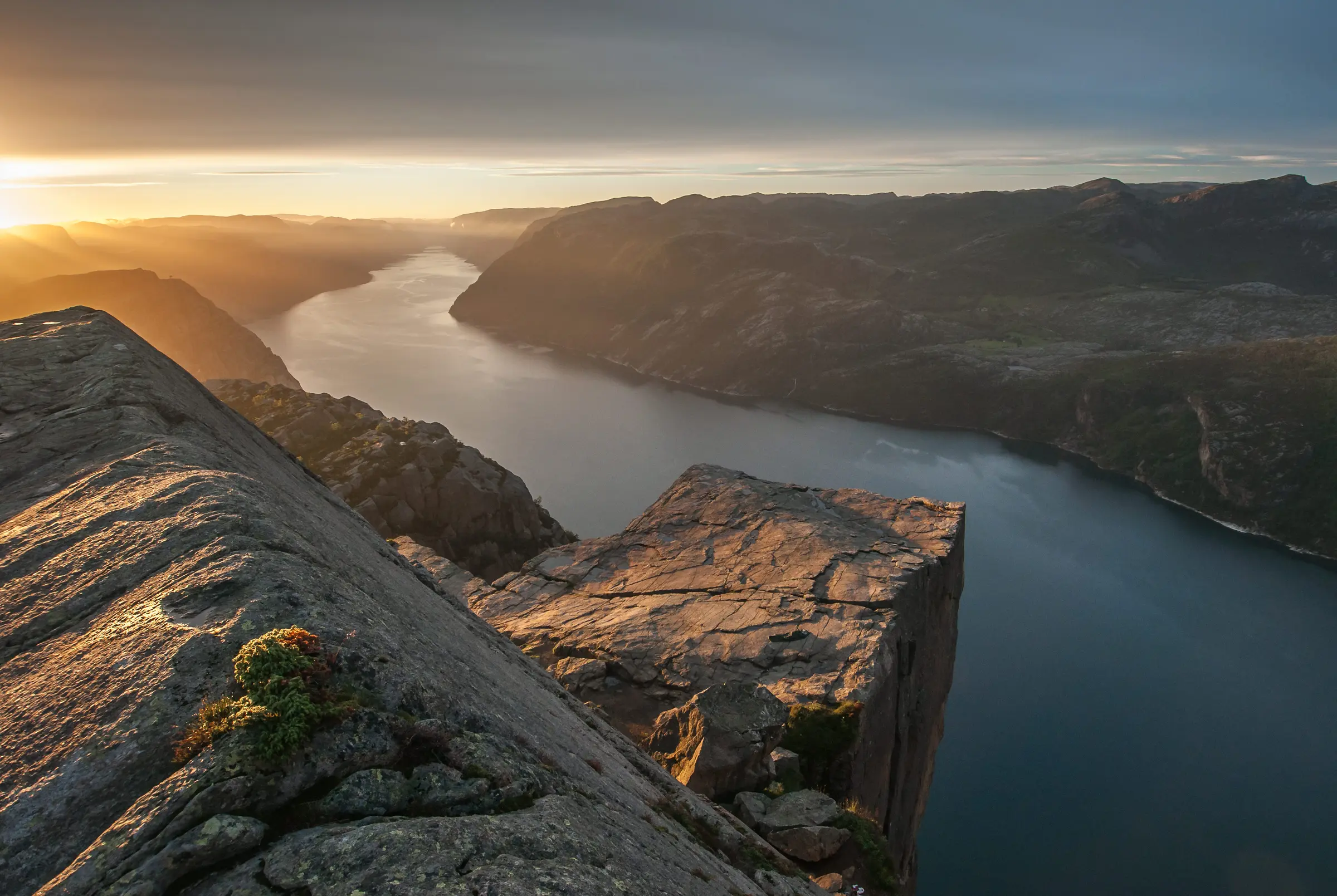 The Pulpit Rock in Rogaland, view over Lysefjorden