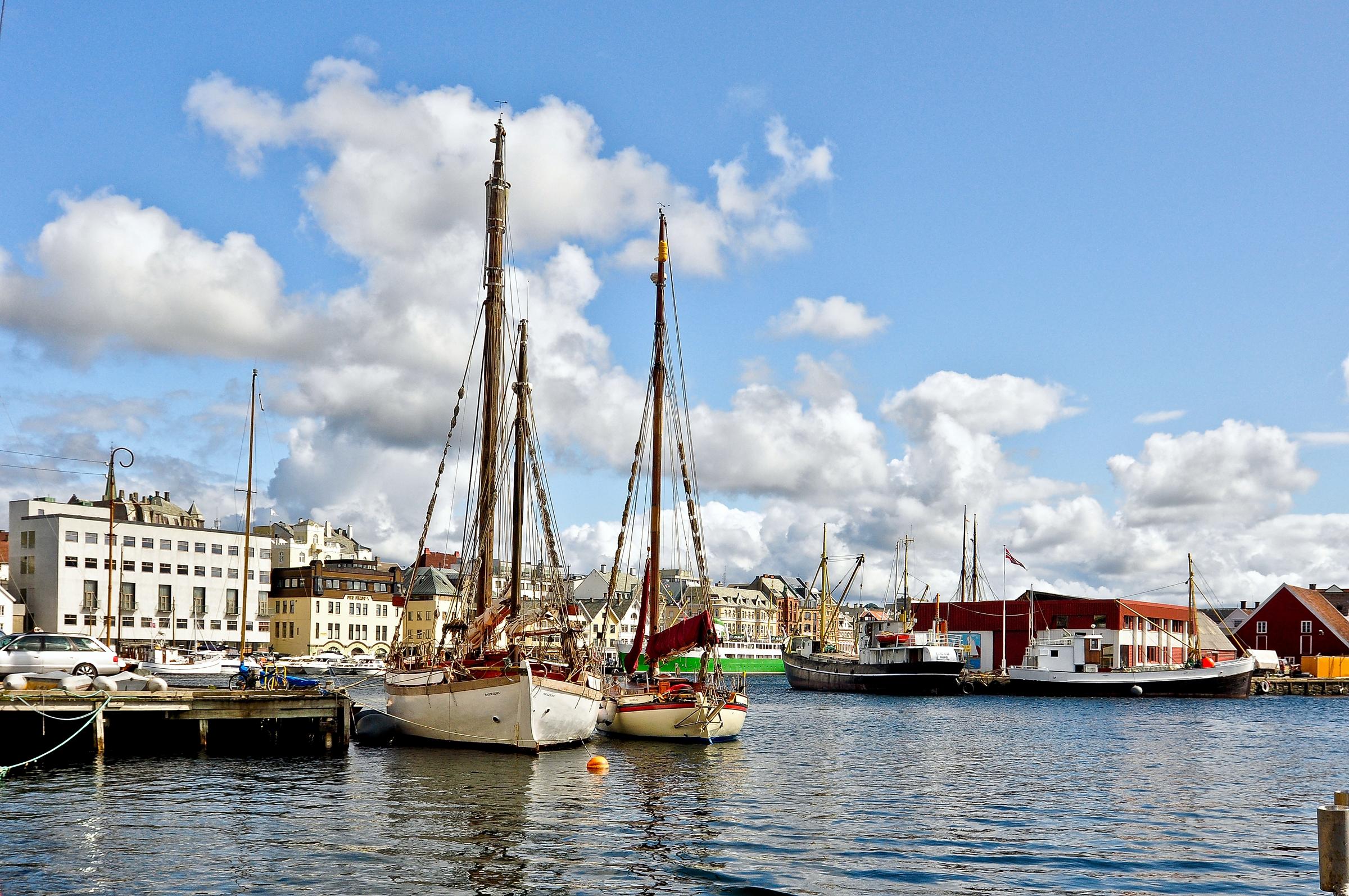Sailboats at the pier in Haugesund